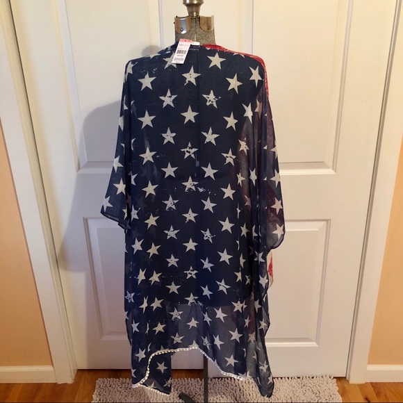 NWT AMERICAN RED WHITE & BLUE KIMONO WRAP - Picture 8 of 8